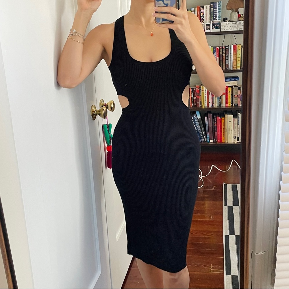 Abercrombie & Fitch cutout knit midi dress black size small